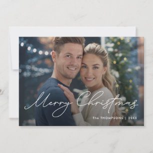 Merry Christmas Modern Minimalist Simple Photo Holiday Card
