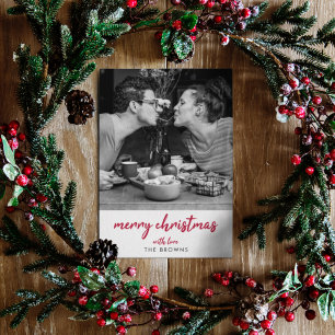 Merry Christmas   Modern Minimalist Stylish Photo Holiday Card