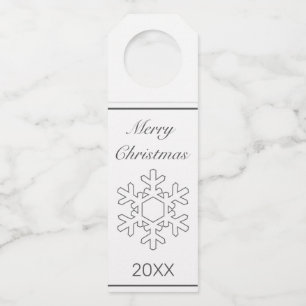 Merry Christmas  Modern Minimalist White Birthday Bottle Tag