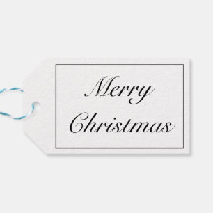Merry Christmas Modern Minimalist White Black Gift Tags