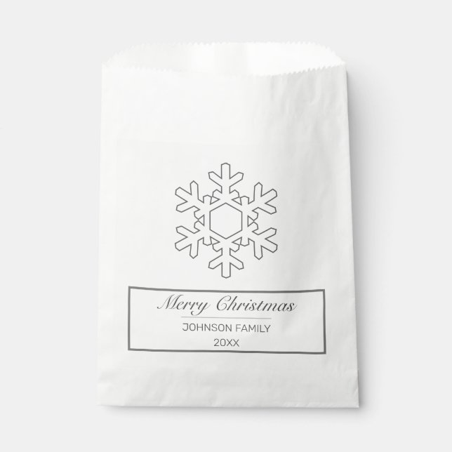 Merry Christmas Modern Minimalist White Favour Bags (Front)