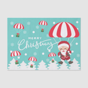 Merry Christmas Modern Parachuting Santa Tissue Paper
