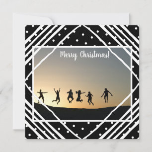 Merry Christmas Modern Photo Black White Holiday Card