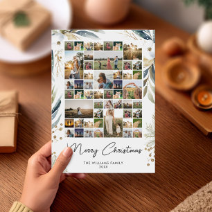 Merry Christmas Modern Photo Collage Holiday Card