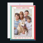 MERRY CHRISTMAS modern photo colour block border Holiday Card<br><div class="desc">by kat massard >>> WWW.SIMPLYSWEETPAPERIE.COM <<<
An cute card design that looks like a festive jewel with large portrait family photo,  and plain colour on the backside,  giving you the opportunity to handwrite a personal message.</div>