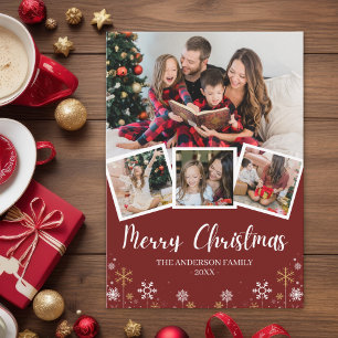 Merry Christmas Modern Photo Family Invitation