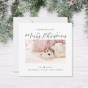 Merry Christmas Modern Photo Holiday Card
