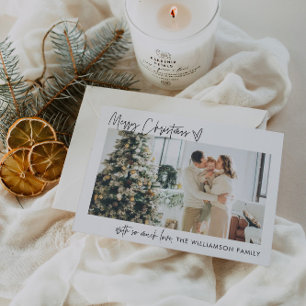 Merry Christmas Modern Photo Holiday Card Minimal