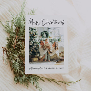 Merry Christmas Modern Photo Holiday Card Minimal