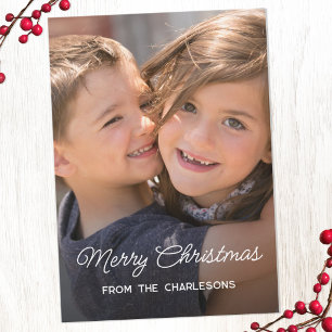 Merry Christmas Modern Photo Overlay Holiday Card