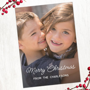 Merry Christmas Modern Photo Overlay Holiday Card