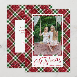 Merry Christmas Modern Plaid Photo Holiday Card
