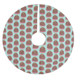 Merry Christmas Modern Pudding Illustration Brushed Polyester Tree Skirt