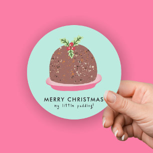 Merry Christmas Modern Pudding Illustration Classic Round Sticker