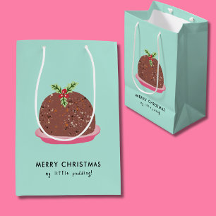 Merry Christmas Modern Pudding Illustration Medium Gift Bag