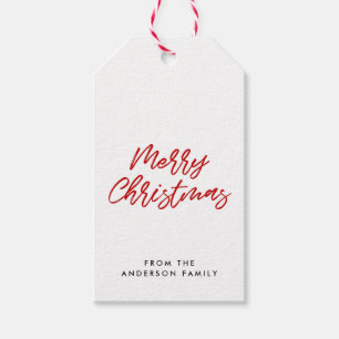 Merry Christmas modern red Gift Tags