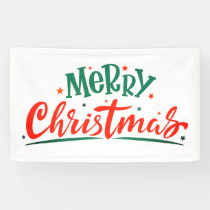 Merry Christmas Modern Red Green Script Banner