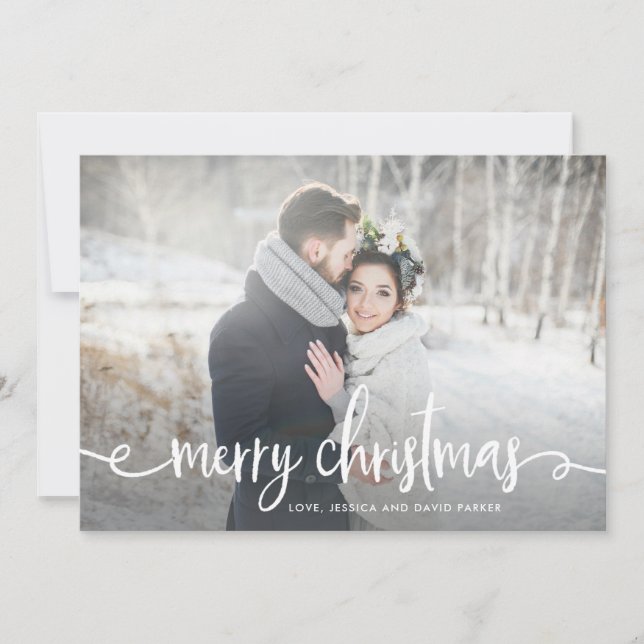 Merry Christmas | Modern Rustic Photo Holiday Card (Front)