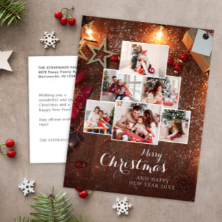 Merry Christmas Modern Rustic Photo Holiday Postcard