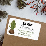 Merry Christmas Modern Rustic Return Address Label<br><div class="desc">A beautiful watercolor Christmas tree holiday return address label. A modern rustic Chirtsmas tree label perfect for gifts and the Christmas holiday season. Customise the text and make it your own.</div>