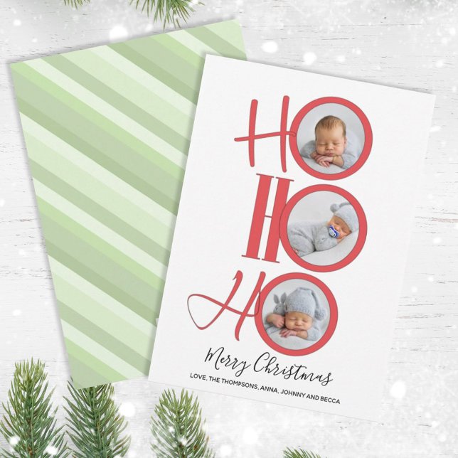 Merry Christmas Modern Santa Cute Typography Holiday Card (Merry Christmas with a creative whimsical Santa "ho ho ho" lettering. )
