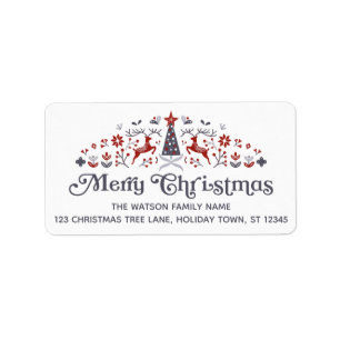 Merry Christmas Modern Scandinavian Style Holiday Label