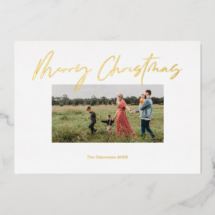 Merry Christmas Modern Scrip Foil Holiday Card