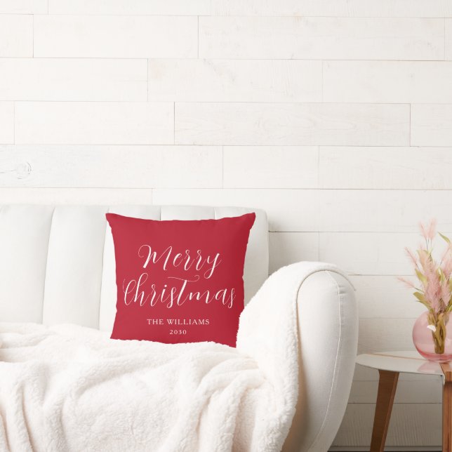 Merry Christmas Modern Script Custom Family Cushion (Couch)
