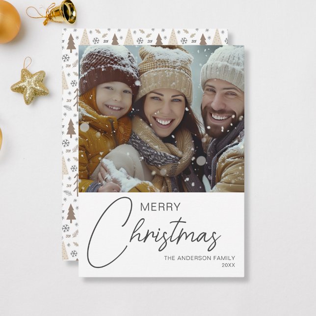 Merry Christmas Modern Script Family Photo Holiday Card (Merry Christmas Modern Script Family Photo Holiday Card by MINTIC DESIGN STUDIO)