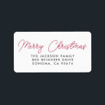 Merry Christmas Modern Script  Label<br><div class="desc">Simple,  minimalist "Merry Christmas" cute modern handwritten style script return address label in red typography.</div>