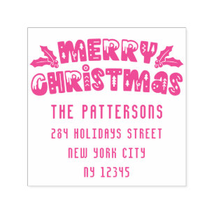 Merry Christmas Modern Script Name Return Address Self-inking Stamp
