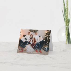 Merry Christmas Modern Script Photo Note Card