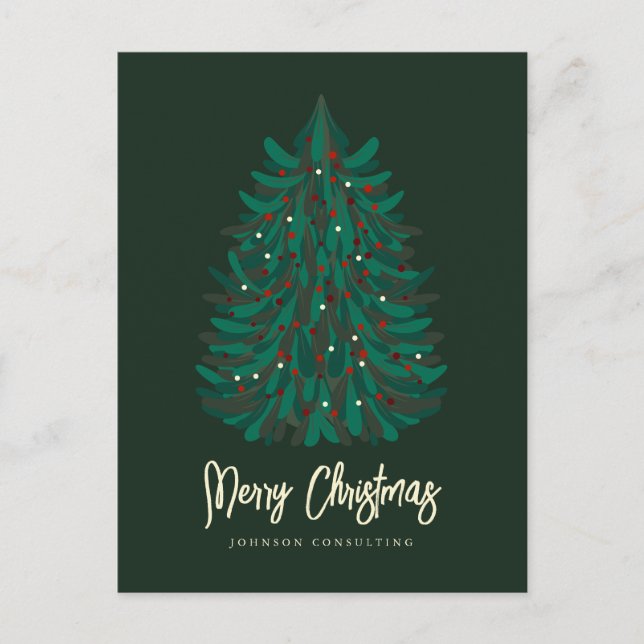 Merry Christmas Modern Simple Christmas Tree Announcement Postcard (Front)