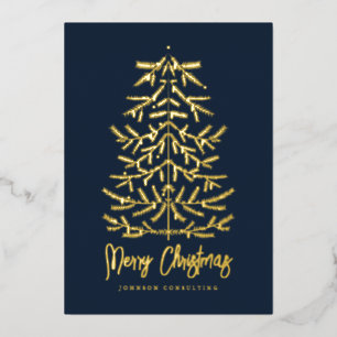 Merry Christmas Modern Simple Christmas Tree Foil Holiday Card