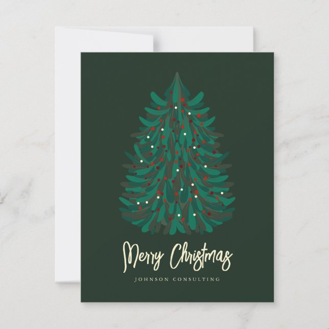Merry Christmas Modern Simple Christmas Tree Holiday Card (Front)