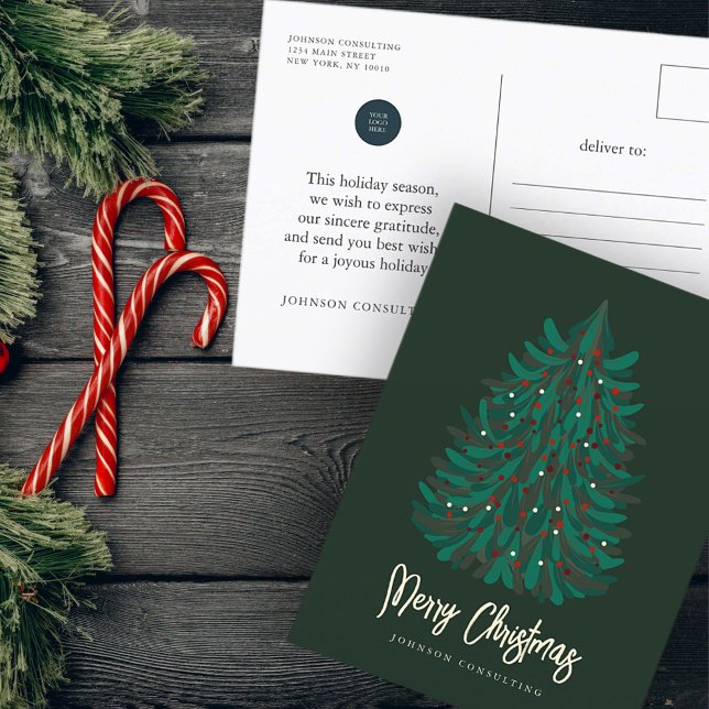Merry Christmas Modern Simple Christmas Tree Holiday Postcard (Creator Uploaded)