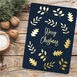 Merry Christmas Modern Simple Foliage Botanical Foil Holiday Card