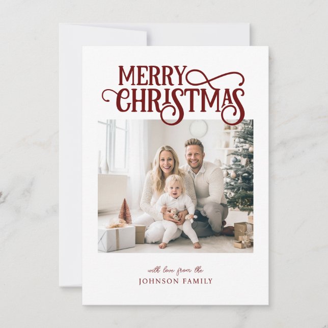 Merry Christmas!   Modern, simple photo  Holiday Card (Front)