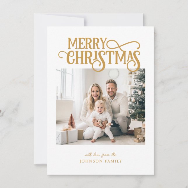 Merry Christmas!   Modern, simple photo  Holiday Card (Front)