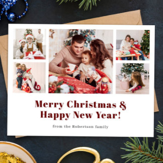 Merry Christmas modern simple photo Holiday Postcard