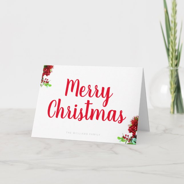 Merry Christmas Modern Simple Script Typography Holiday Card (Front)