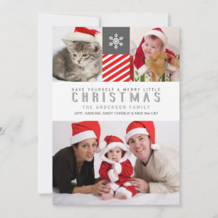 Merry Christmas Modern Stripes Holiday Photo Cards
