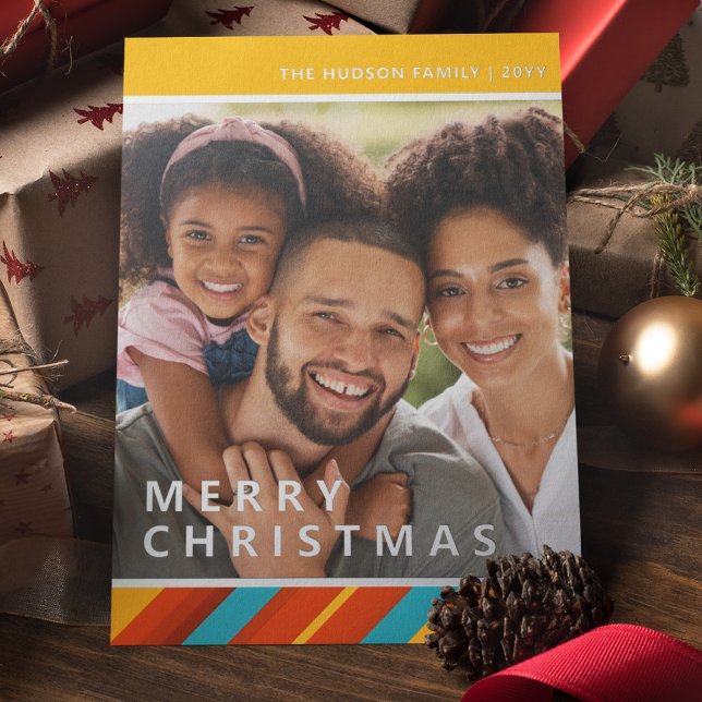 Merry Christmas Modern Stripes Photo Foil Holiday (Creator Uploaded)