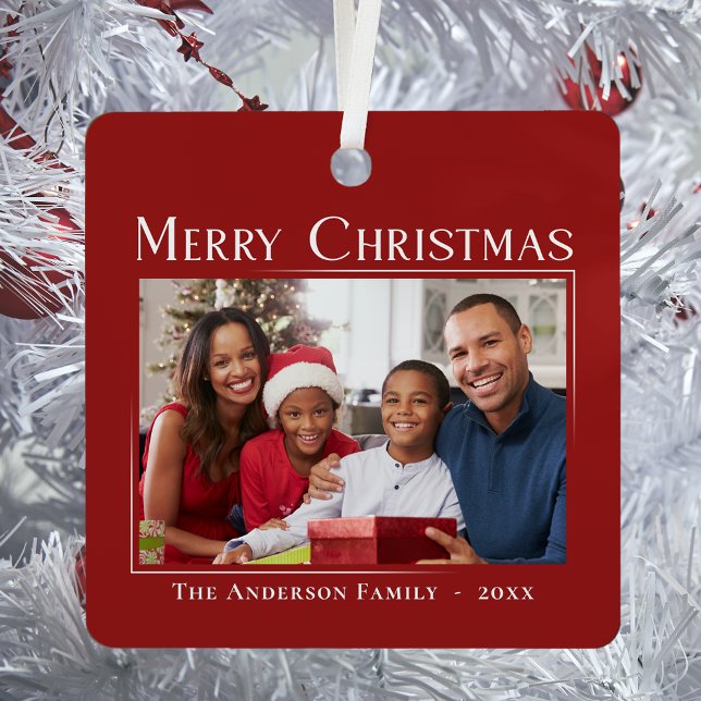 Merry Christmas Modern Style Elegant Family Photo Metal Tree Decoration (Creator Uploaded)