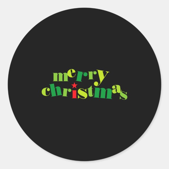 Merry Christmas Modern Tygraphy _1  Classic Round Sticker (Front)