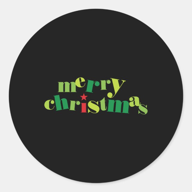 Merry Christmas Modern Tygraphy T Shirt  Classic Round Sticker (Front)