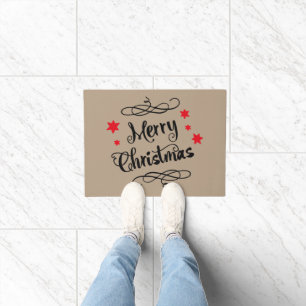 Merry Christmas Modern Typography Doormat