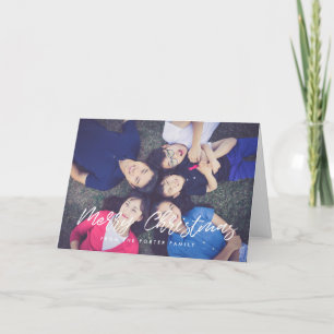 Merry Christmas modern white font Holiday Card