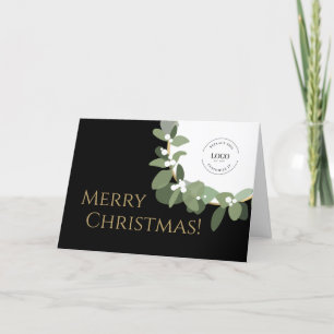 Merry Christmas Modern Wreath Your Logo Corporate Holiday Card