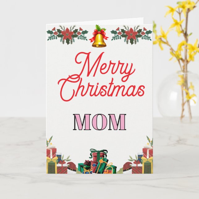 Merry Christmas MOM Folded Greeting Card (Yellow Flower)